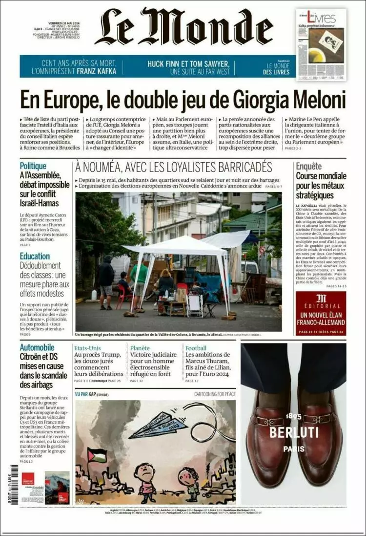 Prima-pagina-le monde-edizione-di-oggi-31-05-2024